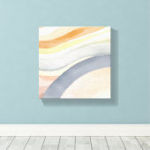 Hedendaagse golven | Neutrale moderne Waterverf Canvas Afdruk (Insitu (Houten vloer))