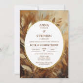 Hedendaagse gouden elegantie commitment ceremonie kaart (Voorkant)