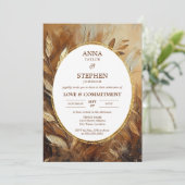 Hedendaagse gouden elegantie commitment ceremonie kaart (Staand voorkant)