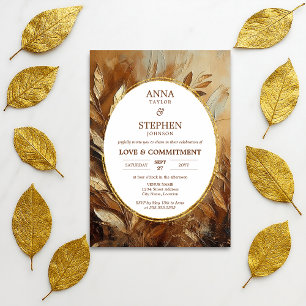 Hedendaagse gouden elegantie commitment ceremonie kaart