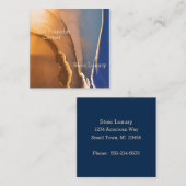 Hedendaagse gouden en blauwe alcoholinkt vierkante visitekaartje (Voorkant / Achterkant)