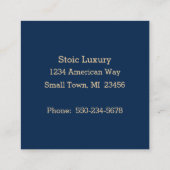 Hedendaagse gouden en blauwe alcoholinkt vierkante visitekaartje (Achterkant)