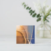 Hedendaagse gouden en blauwe alcoholinkt vierkante visitekaartje (Staand voorkant)