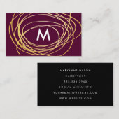 Hedendaagse gouden krabbels met monogram visitekaartje (Voorkant / Achterkant)