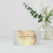 Hedendaagse gouden waterkleur wit leer visitekaartje (Staand voorkant)