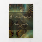 Hedendaagse gouden werveling Quinceanera Drieluik Uitnodiging (Cover)