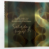 Hedendaagse gouden werveling Quinceanera Drieluik Uitnodiging (Binnenzijde eerst)