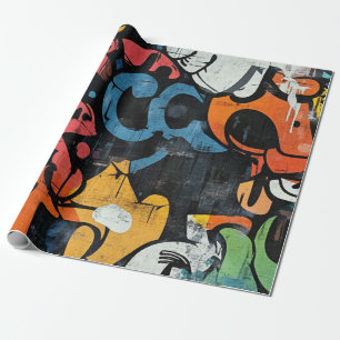 Hedendaagse Graffiti Abstract Roze Blauw Zwart Cadeaupapier