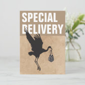 Hedendaagse Grappige Ooievaar Neutrale Baby Shower (Staand voorkant)