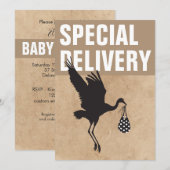 Hedendaagse Grappige Ooievaar Neutrale Baby Shower (Voorkant / Achterkant)