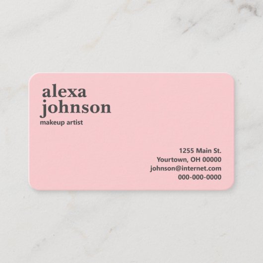 Hedendaagse grijs en roze blush visitekaartje (Voorkant)