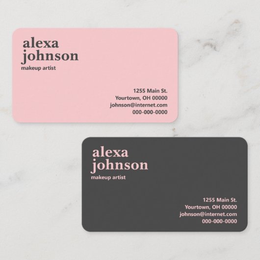 Hedendaagse grijs en roze blush visitekaartje (Voorkant / Achterkant)