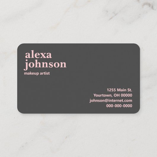 Hedendaagse grijs en roze blush visitekaartje (Achterkant)