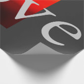 Hedendaagse grijs rood liefde bruiloft cadeaupapier (Hoek)