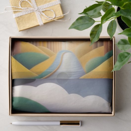 Hedendaagse groene bomen pad landschap kunstwerk tissuepapier (Geschenk)