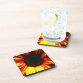 hedendaagse grote zonnebloemzaadkoppen en -bladen bier onderzetter (Rechterzijde)