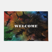 Hedendaagse haai vis kaken walvis onder het zee me deurmat (Voorkant)