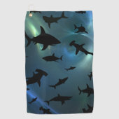 Hedendaagse haai vis kaken walvis onder het zee me golfhanddoek (Voorkant)