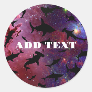 Hedendaagse haai vis kaken walvis onder het zee me ronde sticker
