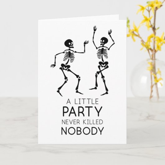 Hedendaagse Halloween dansende skeletten Kaart (Gele Bloem)