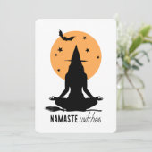 Hedendaagse Halloween yoga Heks Kaart (Staand voorkant)