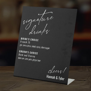 Hedendaagse handgeschreven handtekeningdranken Zwa Reclamebord Met Voetstuk