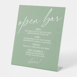 Hedendaagse handgeschreven saliegroene open bar-me reclamebord met voetstuk