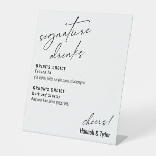 Hedendaagse handgeschreven Signature Dranken Reclamebord Met Voetstuk