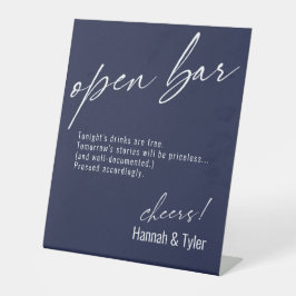 Hedendaagse handgeschreven tekst Funny Open Bar Na Reclamebord Met Voetstuk