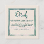 Hedendaagse handschrift retro bruiloft details informatiekaartje (Voorkant)