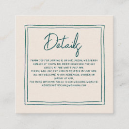 Hedendaagse handschrift retro bruiloft details informatiekaartje