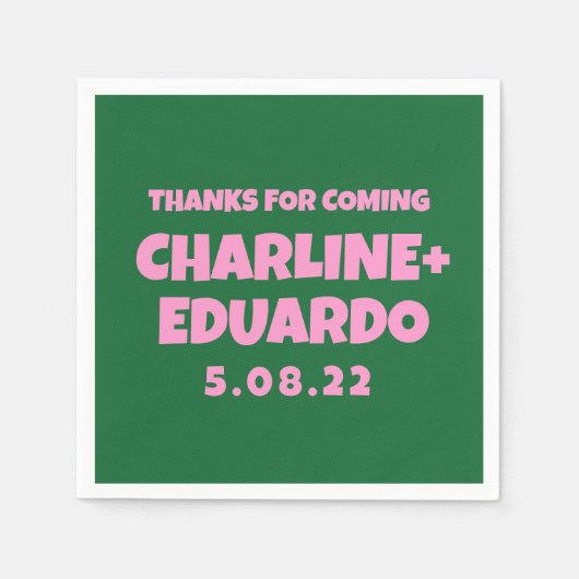 Hedendaagse handschrift retro bruiloft servet (Voorkant)