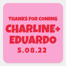 Hedendaagse handschrift retro bruiloft vierkante sticker