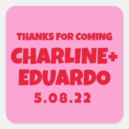 Hedendaagse handschrift retro bruiloft vierkante sticker (Voorkant)