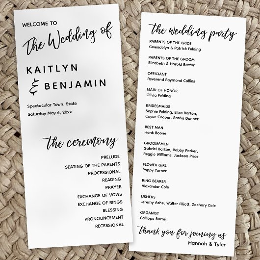 Hedendaagse handschrift typografie eenvoudig programmakaart