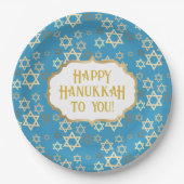 Hedendaagse Happy Hannukah-Davidster Papieren Bordje (Voorkant)