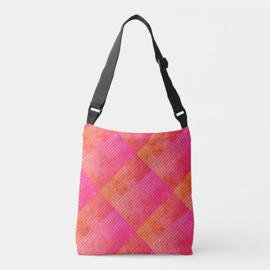 Hedendaagse harten en pleinen Roze Sinaasappel Crossbody Tas (Voorkant)