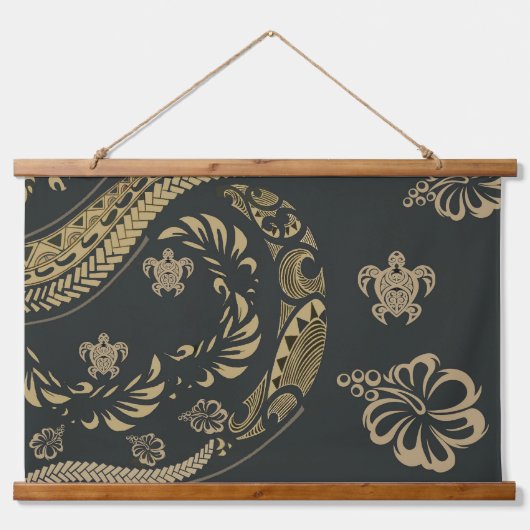 Hedendaagse Hawaïaanse Tapa Icons Hangend Wandkleed (Voorkant)