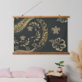 Hedendaagse Hawaïaanse Tapa Icons Hangend Wandkleed (Slaapkamer)
