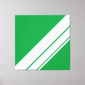 Hedendaagse Helder Groen Wit Racing Stripes Canvas Afdruk (Voorkant)