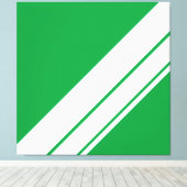 Hedendaagse Helder Groen Wit Racing Stripes Canvas Afdruk (Insitu (Houten vloer))