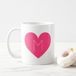 Hedendaagse Hot Pink Heart Monogram Mok