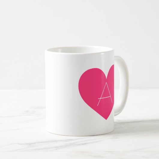 Hedendaagse Hot Pink Heart Monogram Mok (Voorkant rechts)