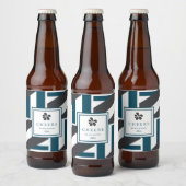 Hedendaagse houtskool en Blauwgroen strepen Bier Etiket (Flessen)