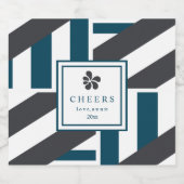 Hedendaagse houtskool en Blauwgroen strepen Bier Etiket (Enkel label)