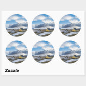 Hedendaagse huizen ronde sticker (Vel)