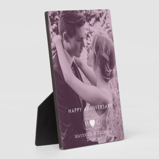 Hedendaagse Huwelijksjubileum Plaquette met Tafel Fotoplaat (Zijkant)