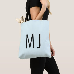 Hedendaagse ijsblauwe zwarte tekst aangepaste naam tote bag
