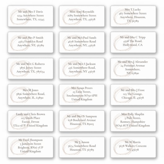 Hedendaagse individuele gastnaamadressen sticker (Voorkant)