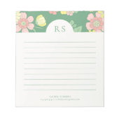 Hedendaagse Initialen Boho Floral Lined Notitieblok (Voorkant)